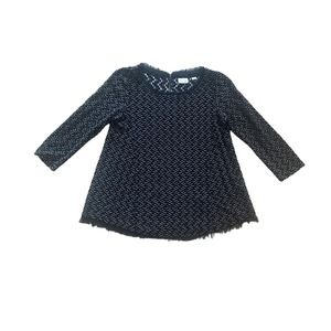 Women S Anthropologie Postmark Black Textured Eyelash Trim Blouse Shirt Top